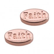 Metalen kraal ovaal "Faith" 14x8mm Rosé gold